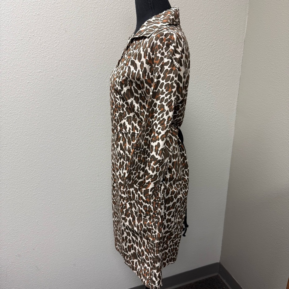 Tory Burch Leopard Print Shirt Dress Belted Cotton Safari Chic Size 8 - Picture 6 of 15